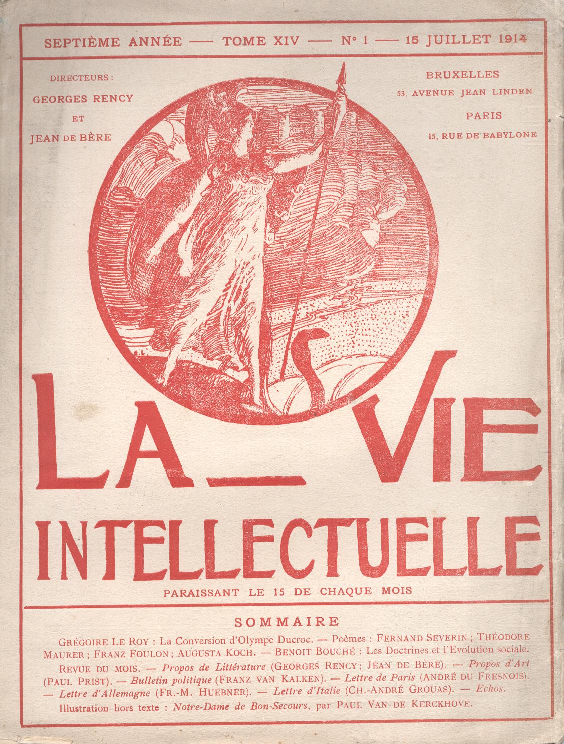 LA VIE INTELLECTUELLE (7e année, n°1, 15 juillet 1914)