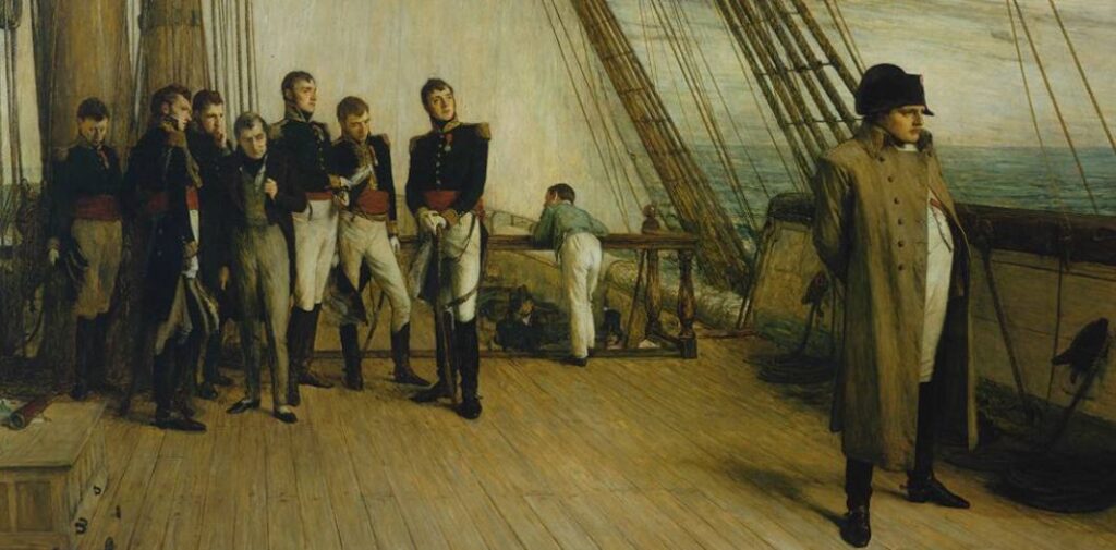 Napoléon à bord du HMS Bellerophon, en route pour l'île de Sainte Hélène